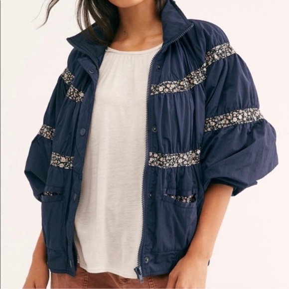 Free People Jackets & Blazers - Free People We the Free On My Mind bomber jacket floral trim Sz M